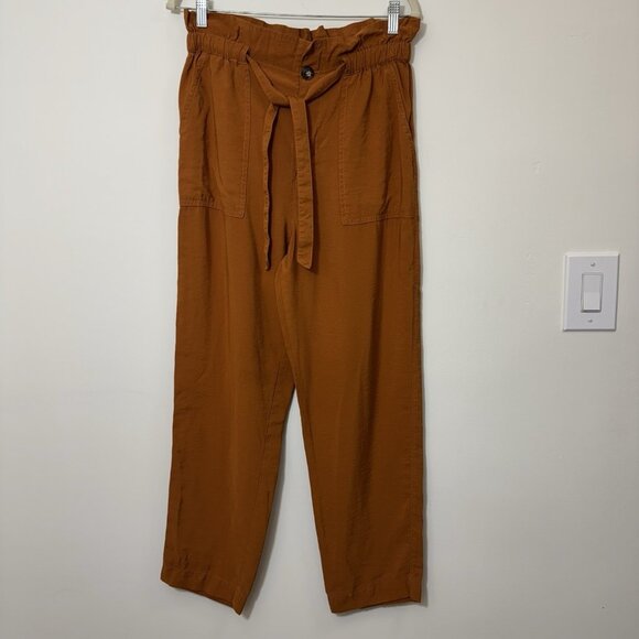 MADEWELL Dunaway Paperbag Pants Size M High Waist Belted Golden Pecan - Picture 1 of 7